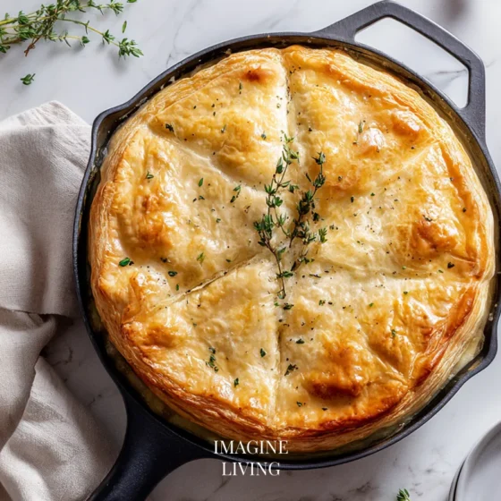 Skillet Chicken Pot Pie (Puff Pastry Top)