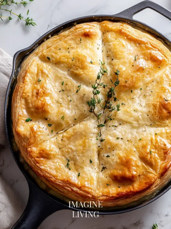 Skillet Chicken Pot Pie (Puff Pastry Top)