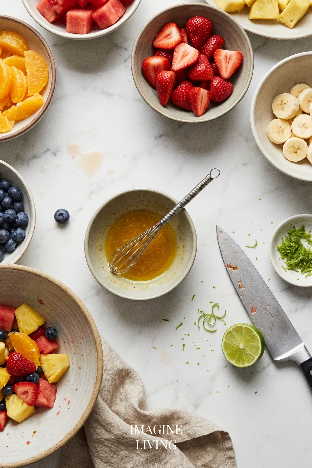 Ingredients: Fresh Fruit Salad with Honey Lime Dressing (Serves 4)