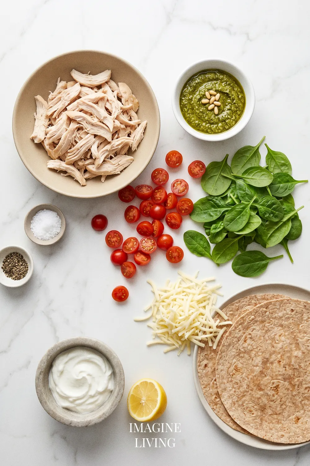 Ingredients: Fresh Pesto Chicken Wraps (Serves 4)