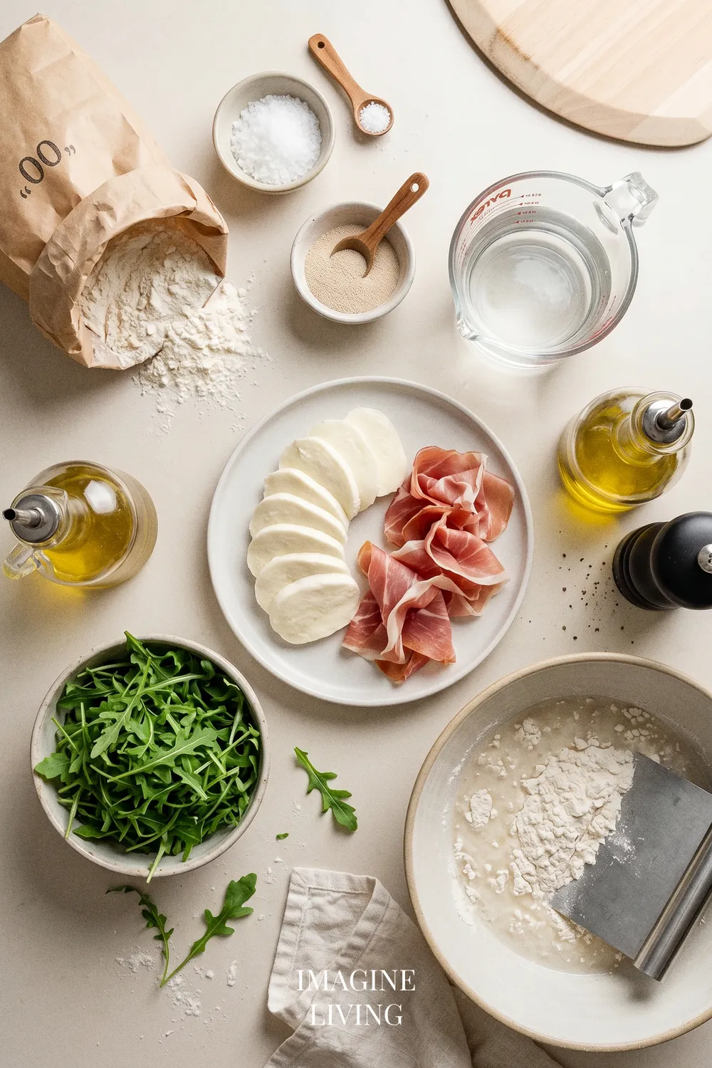 Ingredients: Homemade Pizza Napoletana Prosciutto e Rucola (Serves 2)