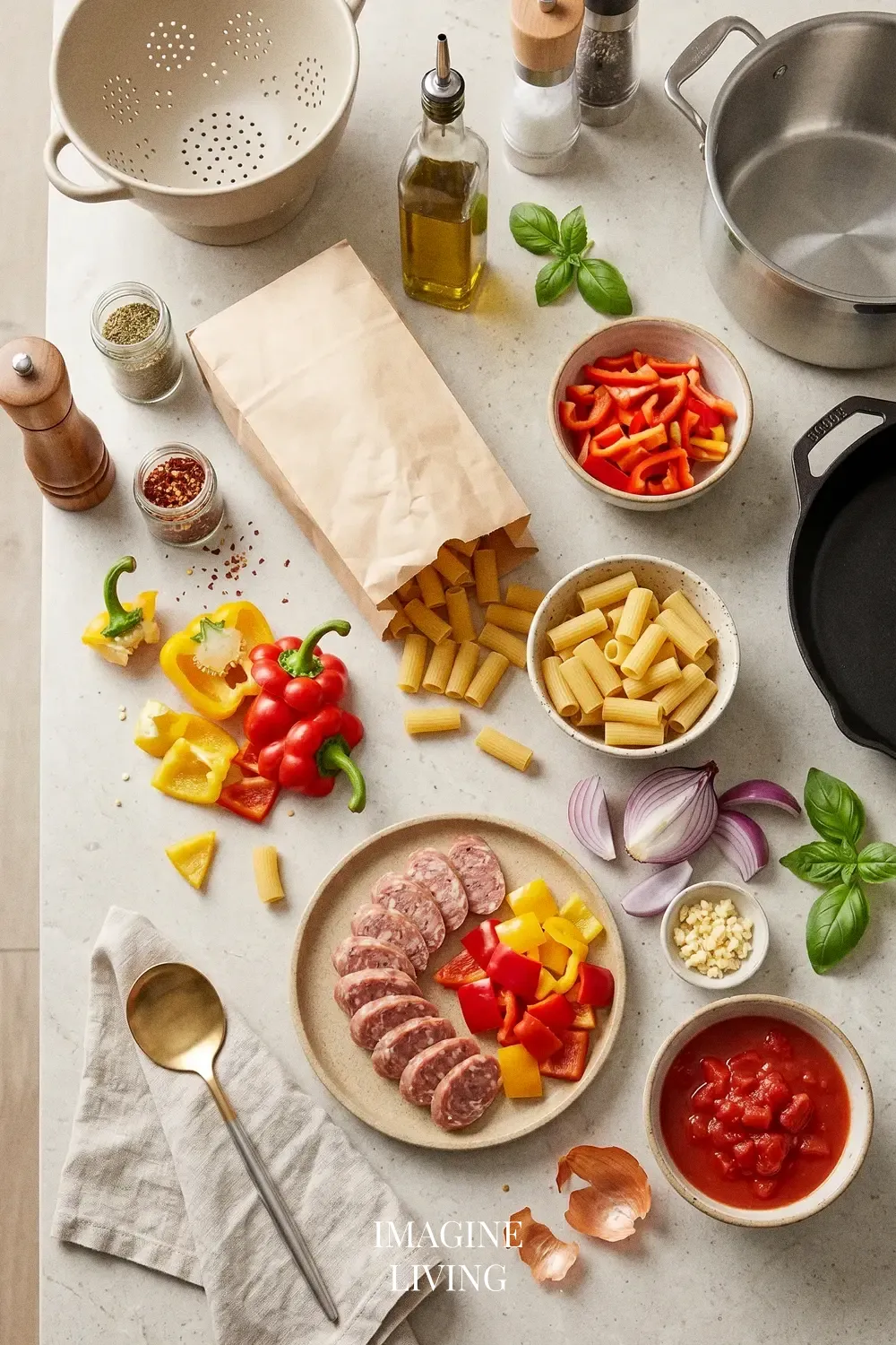 Ingredients: Sausage and Peppers Pasta Servings: 4