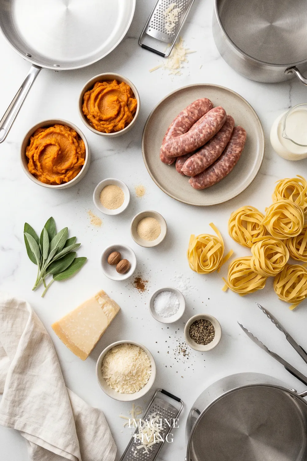 Ingredients: Savory Sausage Pumpkin Pasta (Serves 4)